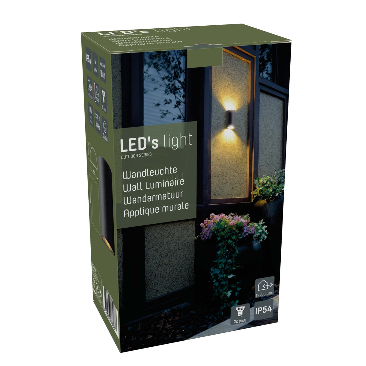 Applique murale extérieure LED's Light - Demi-cylindre avec 2 sources lumineuses - Modèle Siena - IP44 - Anthracite