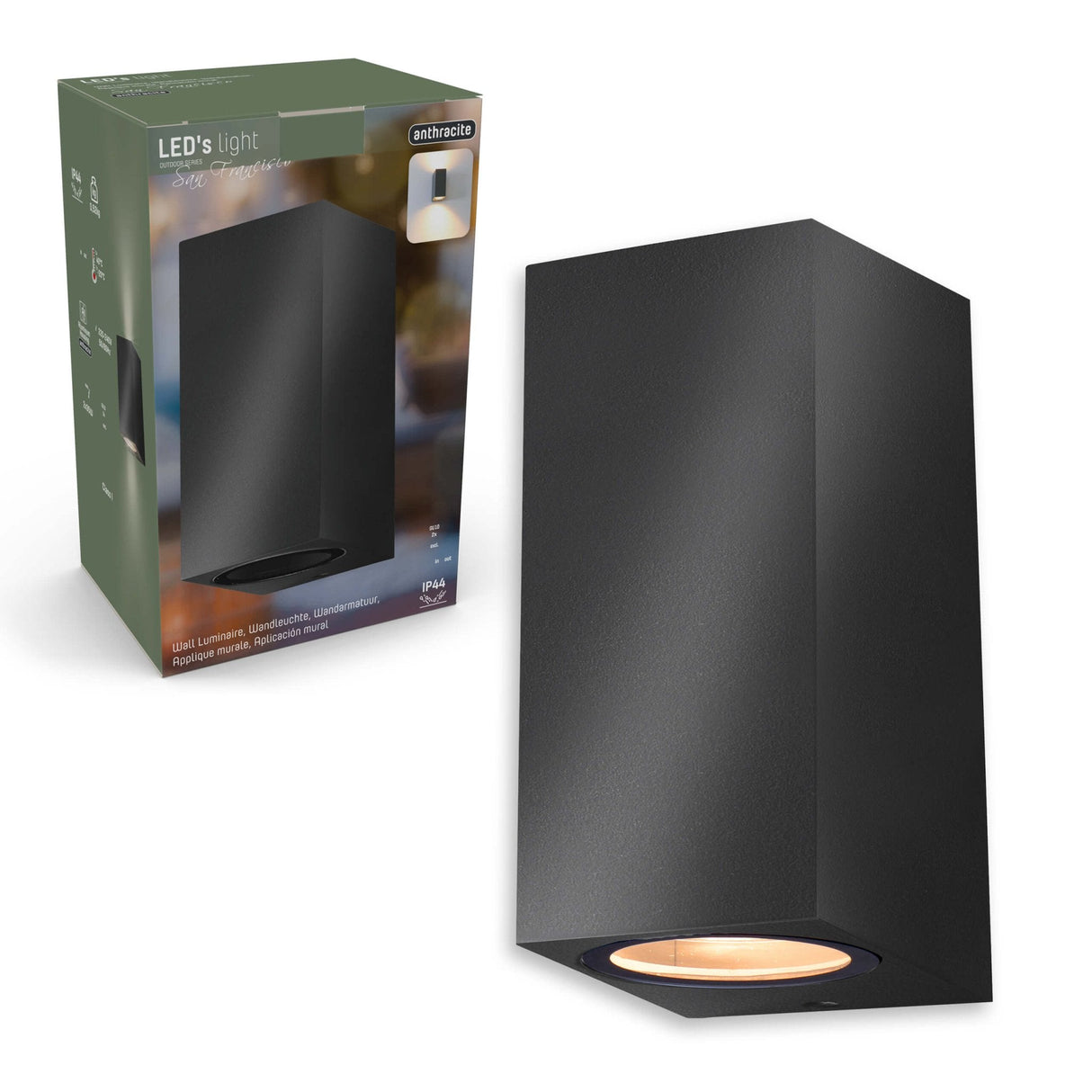 NØRD Up&Down - Lampe extérieure LED's Light avec douille GU10 - Rectangulaire - IP44 - Anthracite - Modèle Milan