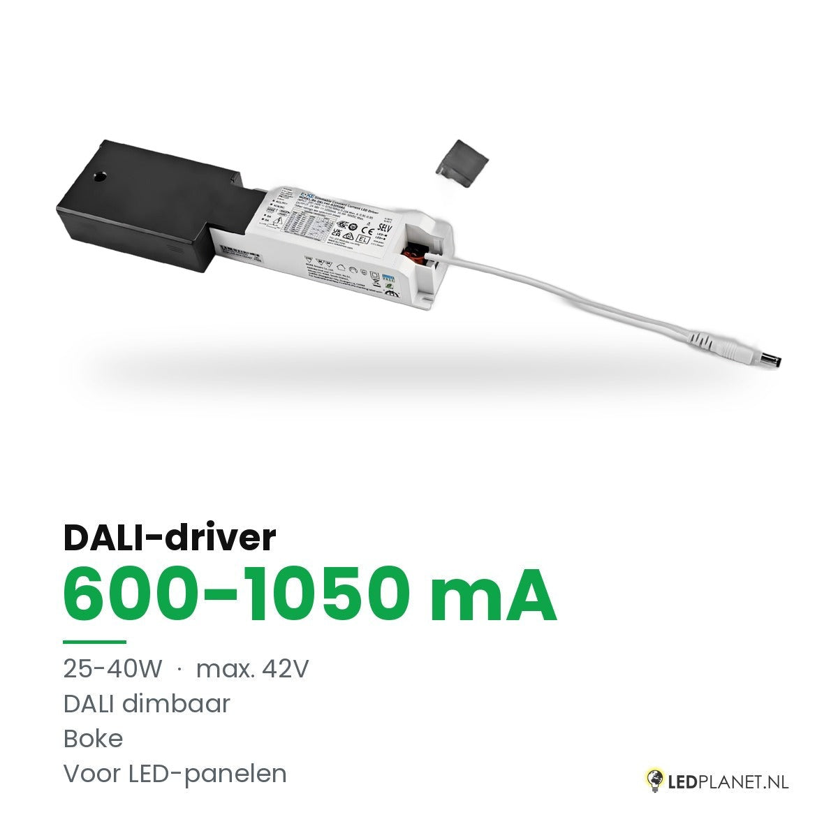 Dimbare LED-driver DALI - 25-40W - 600-1050 mA instelbaar - max. 42V - Boke