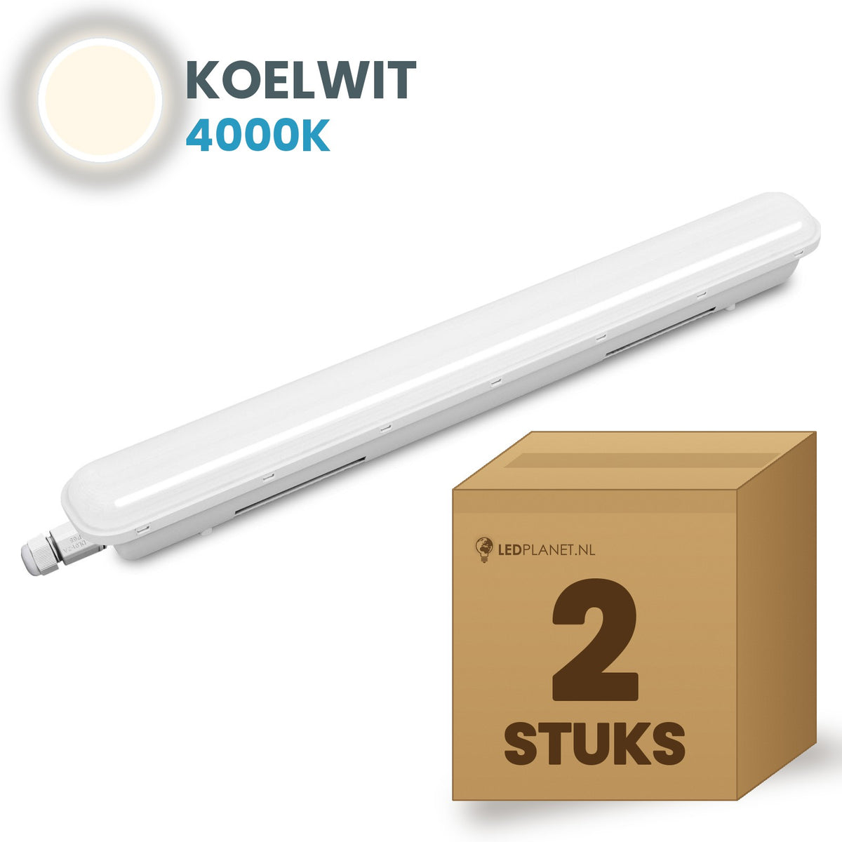 Doos met 2 LED tri-proof armaturen 1500mm koelwit 4000K