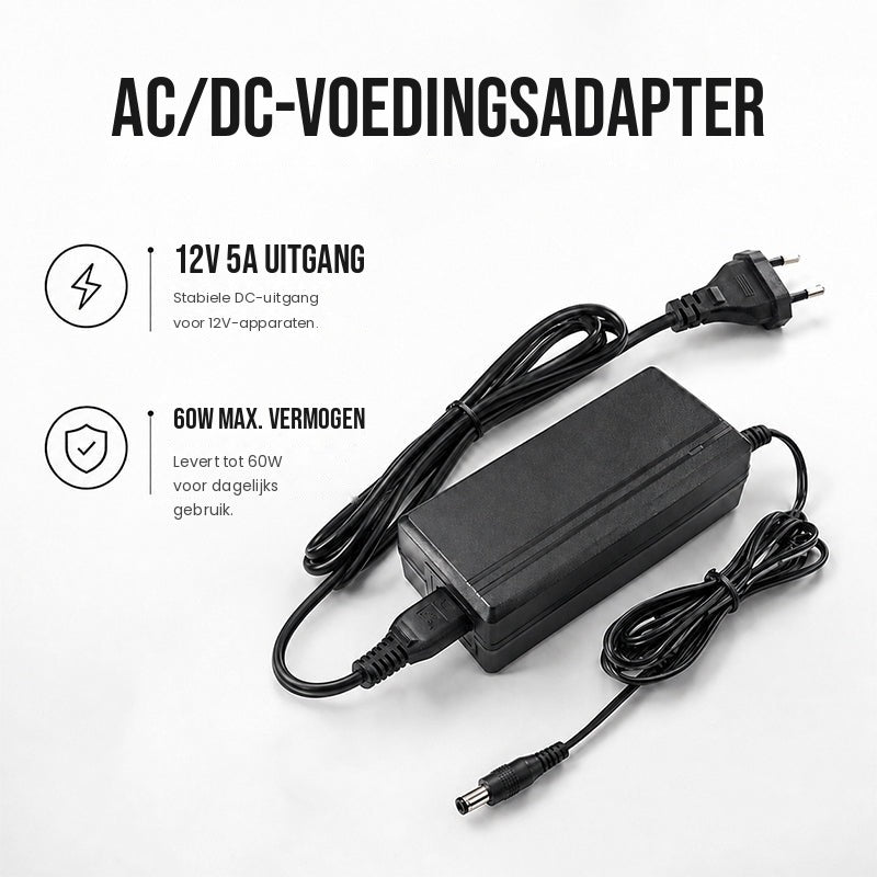 LED adapter met EU-stekker 12V 60W - uitgang en vermogen