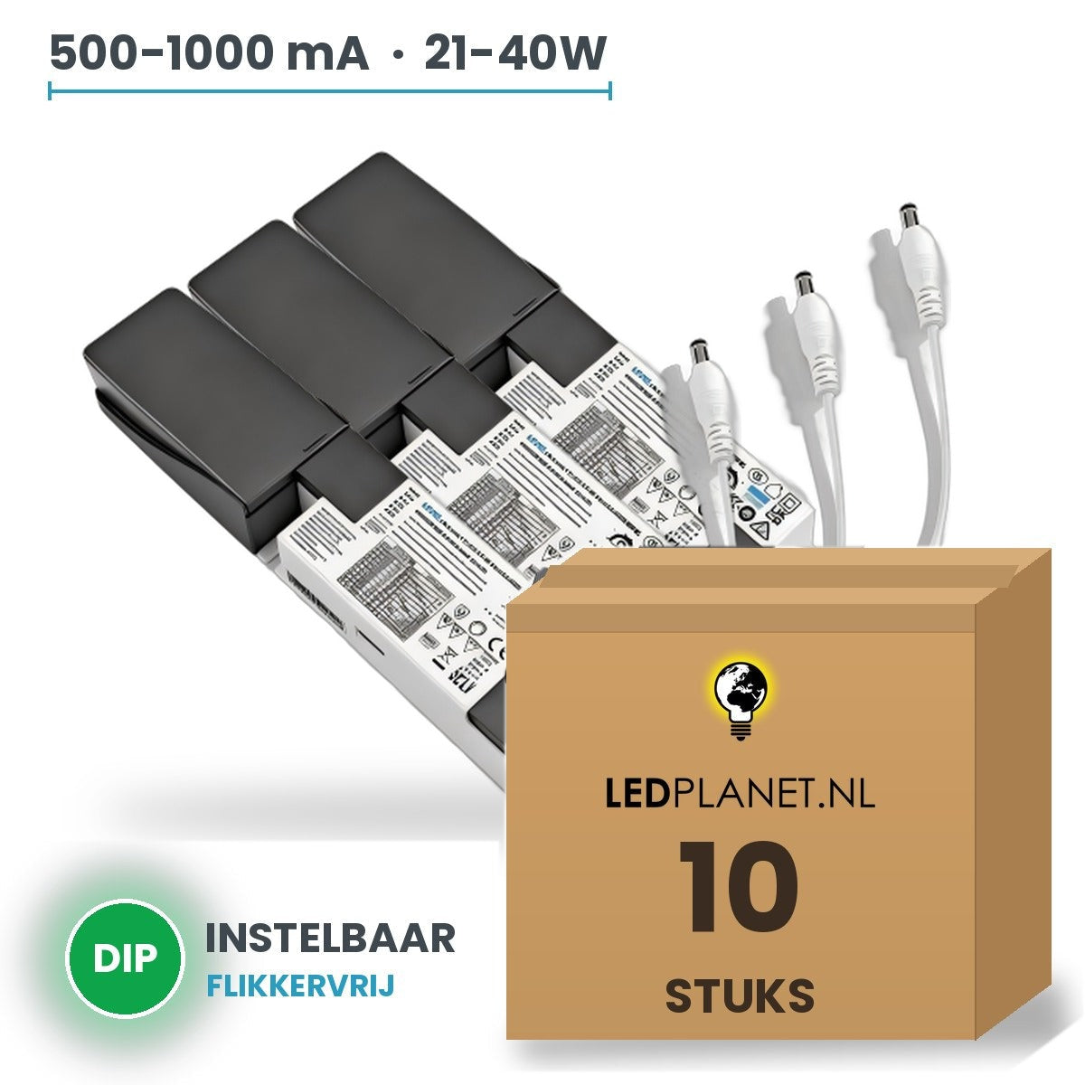 Doos met 10 stuks LED-driver voor LED-paneel - 21-40W - 500-1000 mA instelbaar - DC 28-42V - flikkervrij - Boke