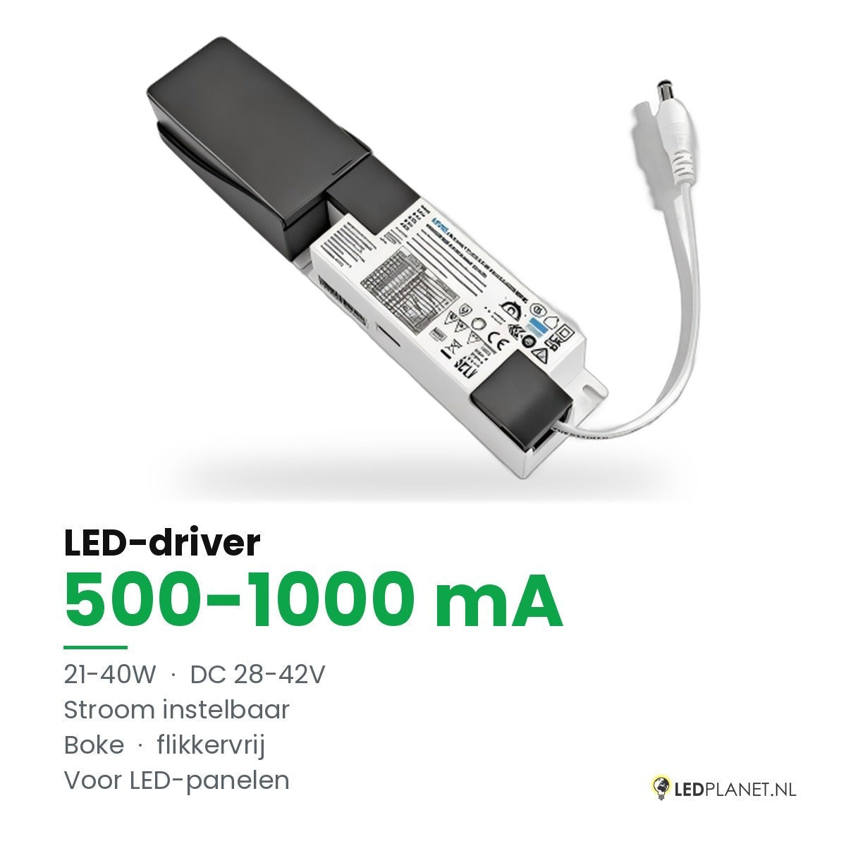 LED-driver voor LED-paneel - 21-40W - 500-1000 mA instelbaar - DC 28-42V - flikkervrij - Boke