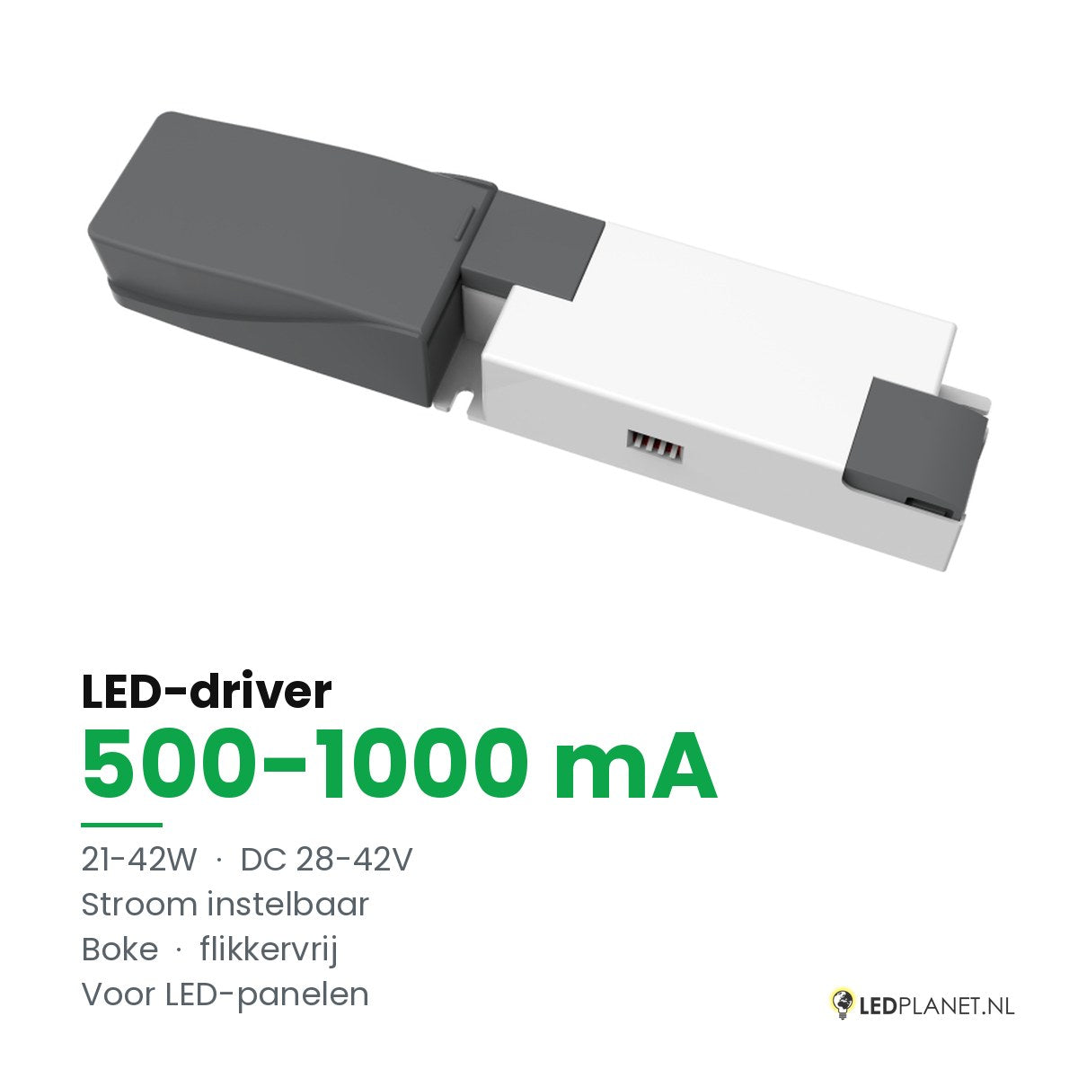 LED-driver voor LED-paneel - 21-42W - 500-1000 mA instelbaar - DC 28-42V - flikkervrij - Boke - zonder aansluitkast