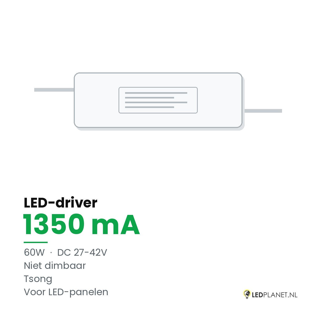 LED-driver voor LED-paneel - 60W - 1350 mA - DC 27-42V - niet dimbaar - Tsong