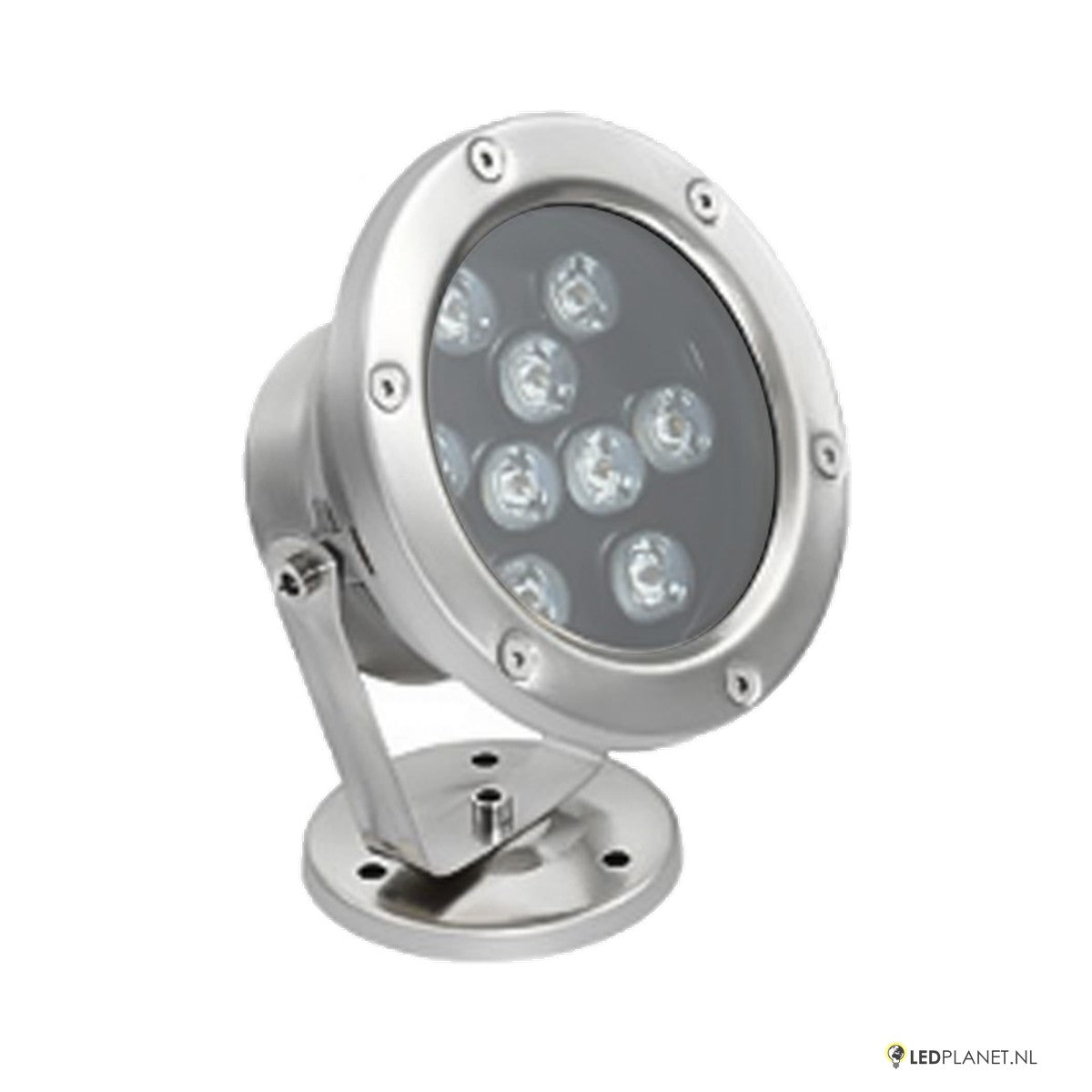 LED onderwaterlamp 9W van RVS 304 met kantelbare beugel en voet