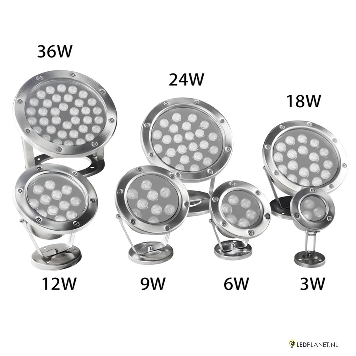 LED onderwaterlampen in alle uitvoeringen van 3W tot 36W