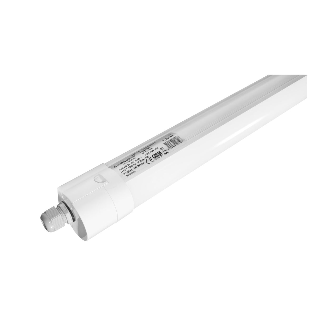 Réglette LED étanche Tri-Proof 1200mm 36W - côté raccordement avec presse-étoupe