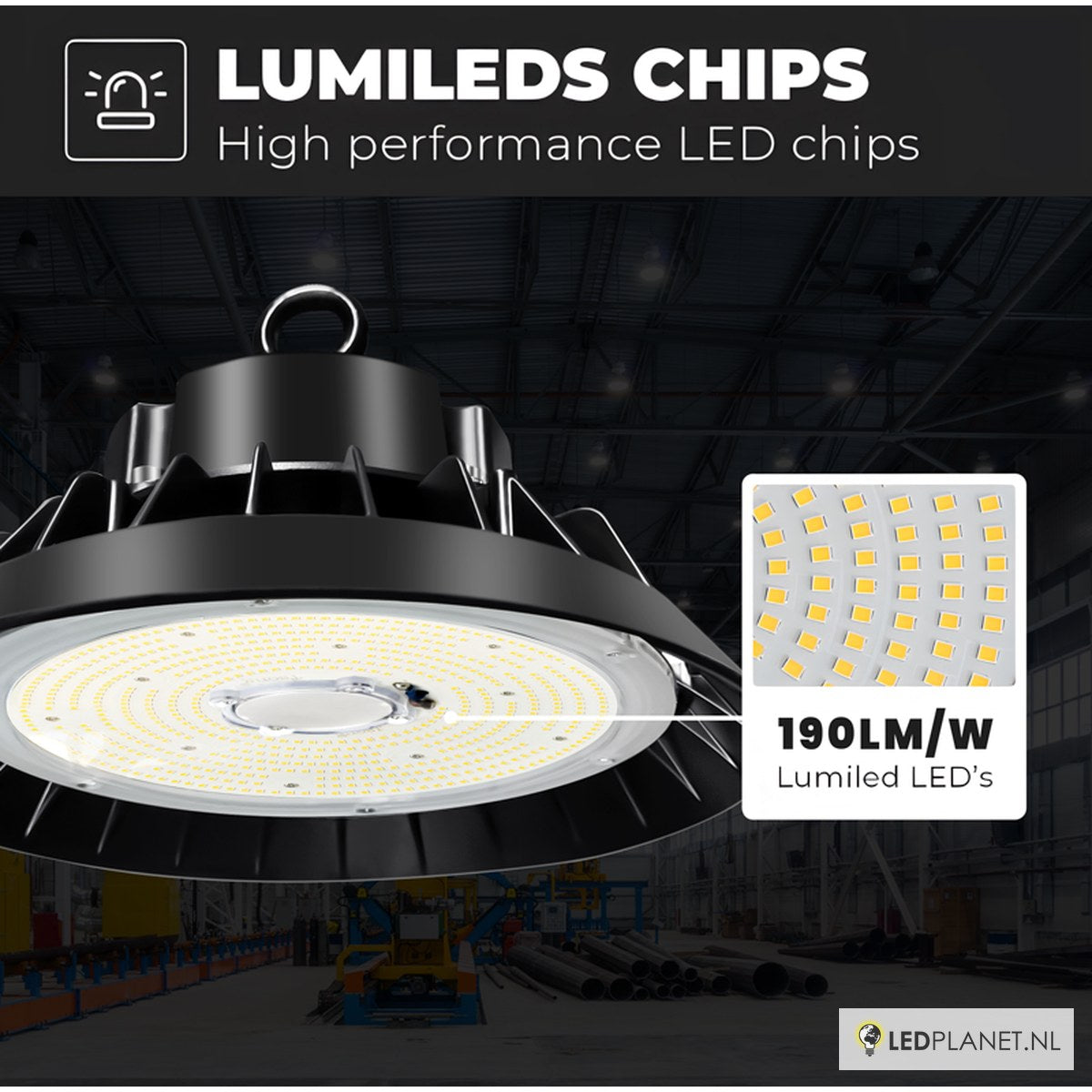 UFO LED high bay 190 lm/W met Lumileds LED's