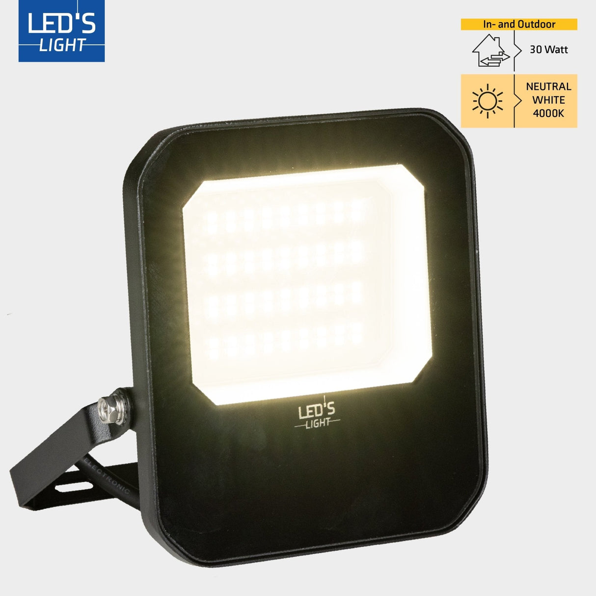 LED Schijnwerper 4200 Lumen - 30W - Koelwit - IP65 Waterdicht - Zwart