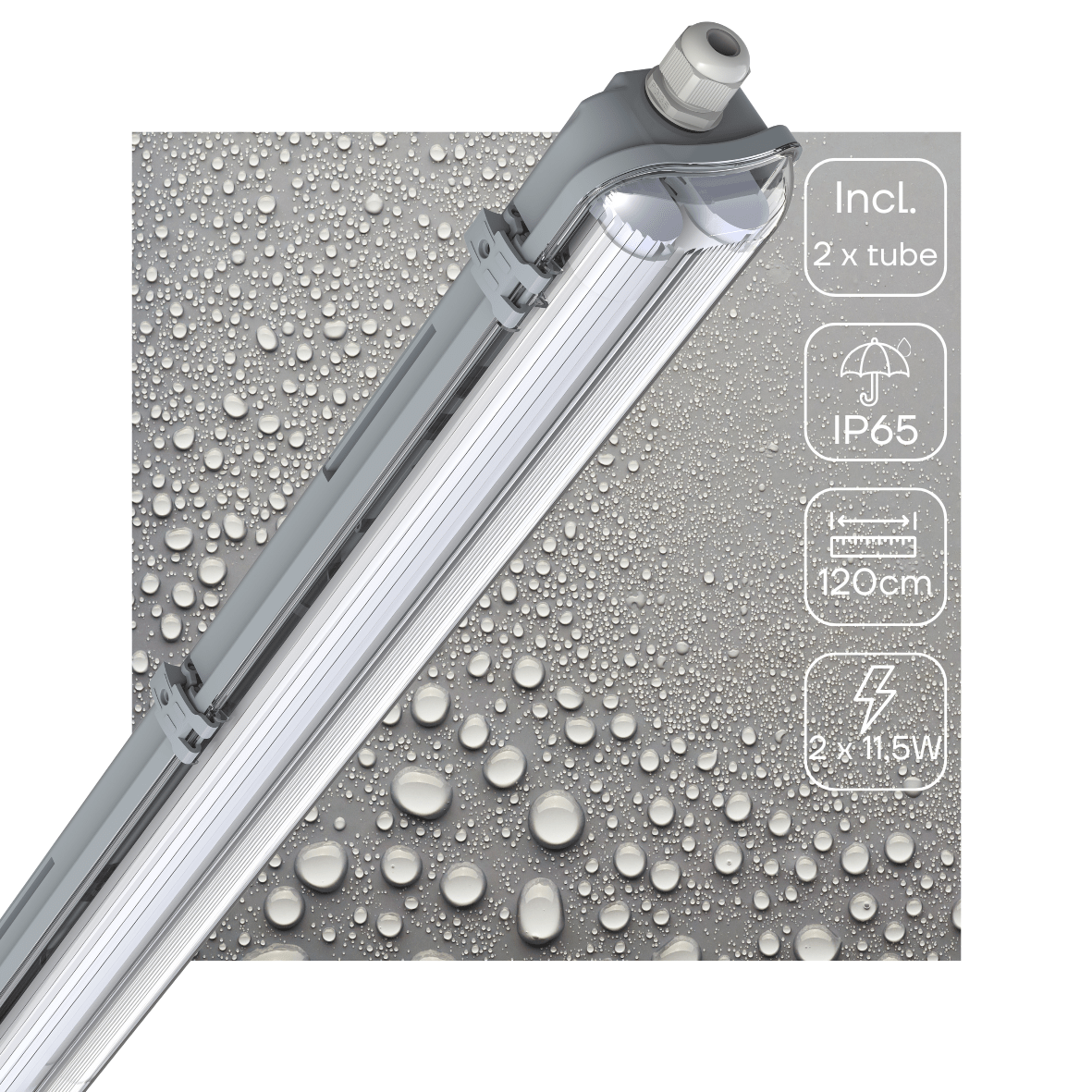 LED TL Armatuur 4260 lumen - 120cm - 23W - Koelwit 4000K - IP65 Waterdicht - IK08 Slagvast - Dubbel - Compleet met Buizen