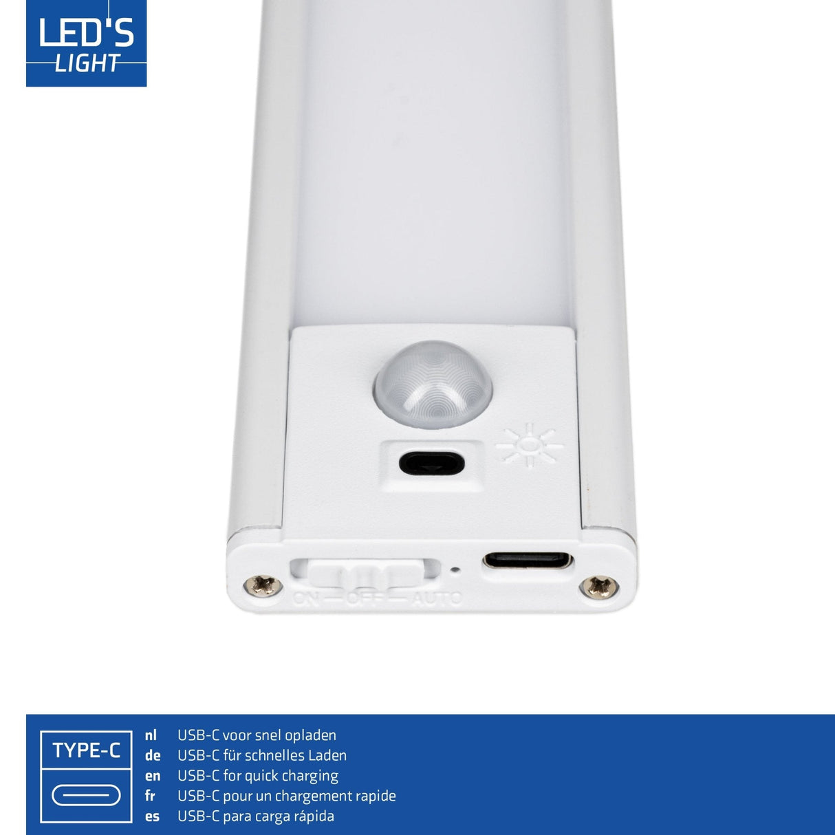 LED kastverlichting met sensor 80cm - 3 lichtkleurmodi (warmwit 3000K/koelwit 4000K/daglichtwit 6500K) - dimbaar - oplaadbaar - draadloos - zwaai- en bewegingssensor - USB-C