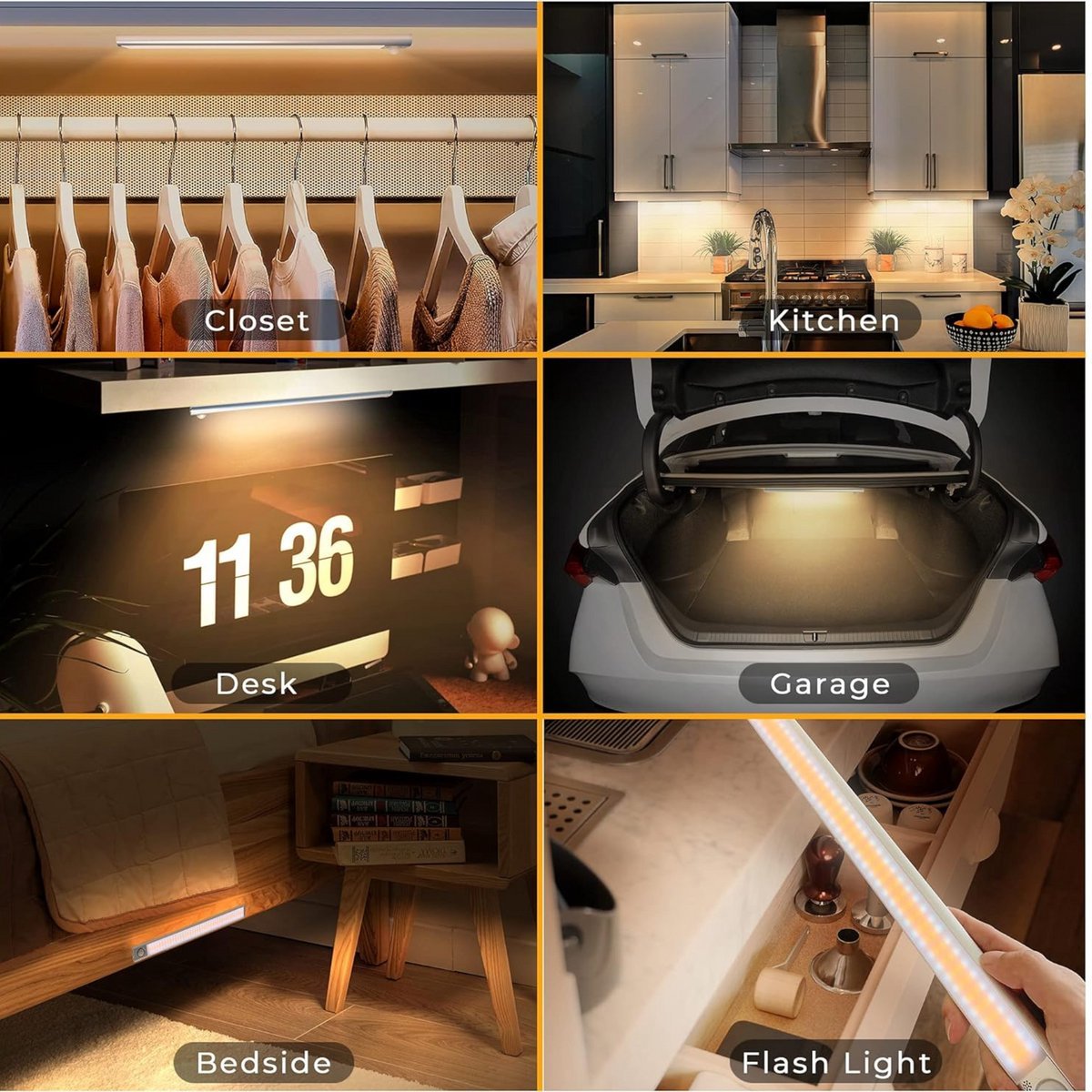 LED kastverlichting met sensor 80cm - 3 lichtkleurmodi (warmwit 3000K/koelwit 4000K/daglichtwit 6500K) - dimbaar - oplaadbaar - draadloos - zwaai- en bewegingssensor - USB-C