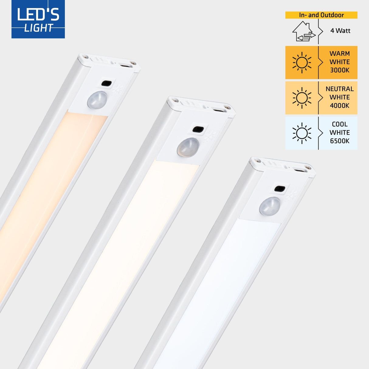 LED kastverlichting met sensor 80cm - 3 lichtkleurmodi (warmwit 3000K/koelwit 4000K/daglichtwit 6500K) - dimbaar - oplaadbaar - draadloos - zwaai- en bewegingssensor - USB-C