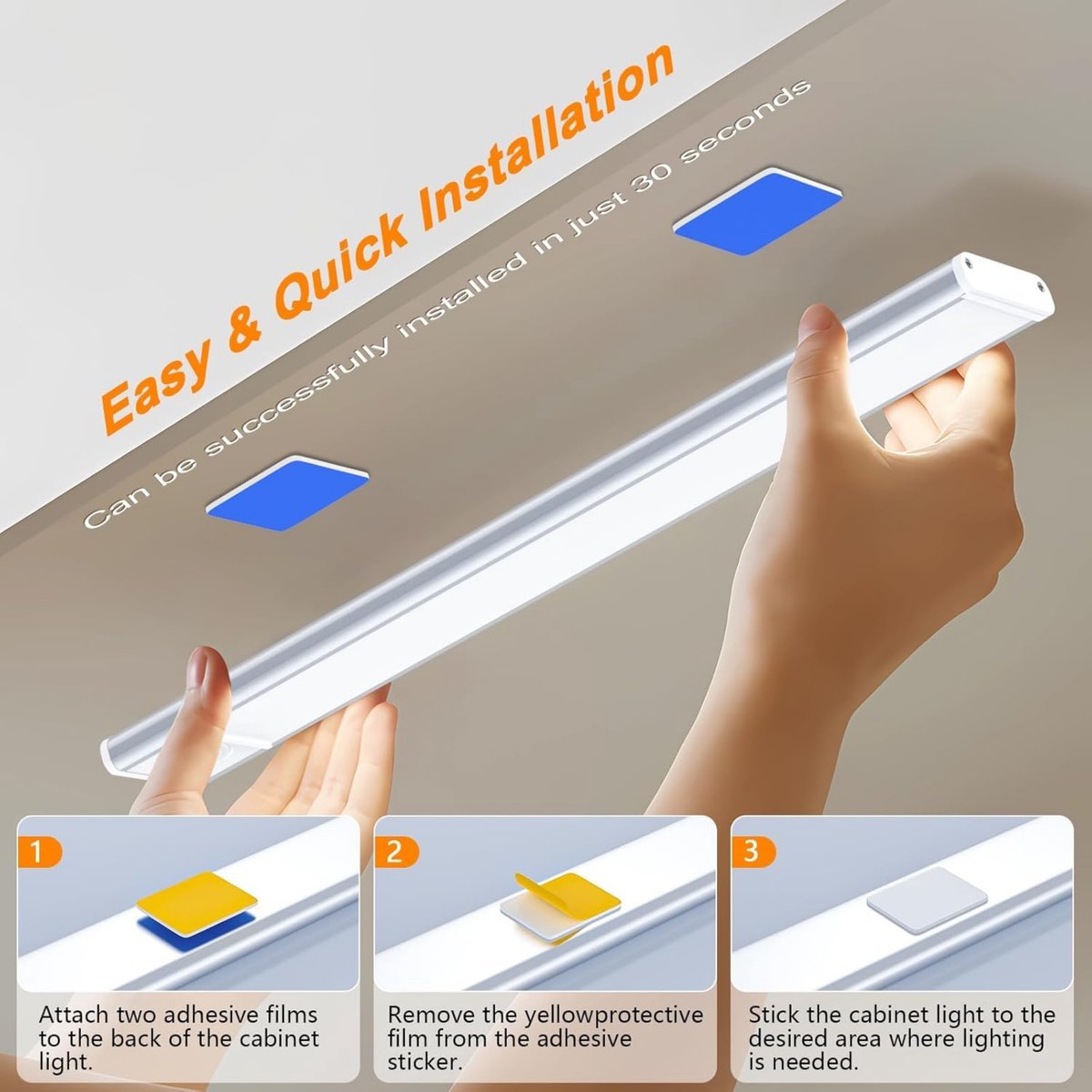 LED kastverlichting met sensor 60cm - 200 lumen - 3W - 3 lichtkleurmodi (warmwit 3000K/koelwit 4000K/daglichtwit 6500K) - dimbaar - oplaadbaar - draadloos - zwaai- en bewegingssensor - USB-C