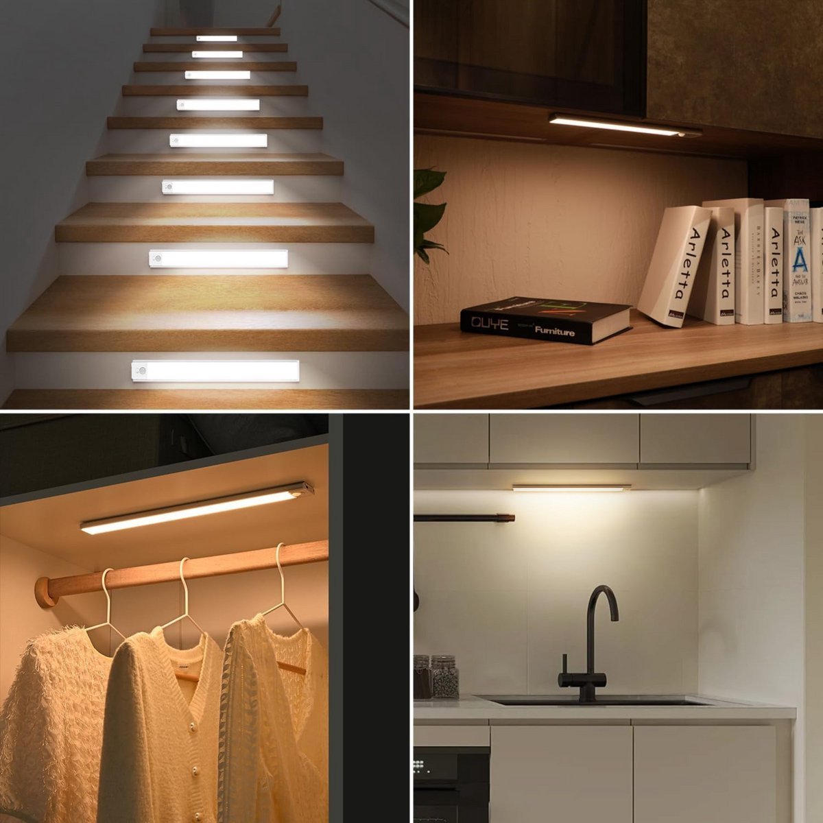 LED kastverlichting met sensor 80cm - 3 lichtkleurmodi (warmwit 3000K/koelwit 4000K/daglichtwit 6500K) - dimbaar - oplaadbaar - draadloos - zwaai- en bewegingssensor - USB-C