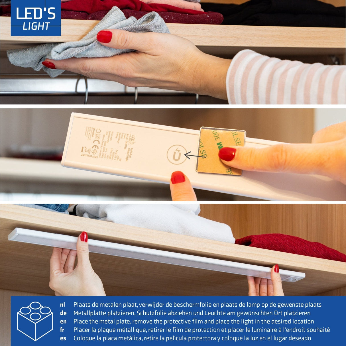 LED kastverlichting met sensor 80cm - 3 lichtkleurmodi (warmwit 3000K/koelwit 4000K/daglichtwit 6500K) - dimbaar - oplaadbaar - draadloos - zwaai- en bewegingssensor - USB-C