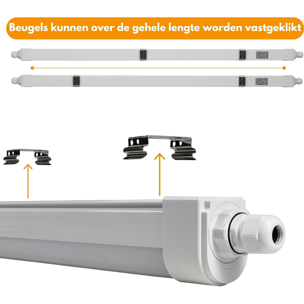 LED Vochtbestendig armatuur 120cm - 4320 lumen - 36W - Koelwit 4000K - IP65 - IK08 - Koppelbaar tot 10 stuks - 2 stuks