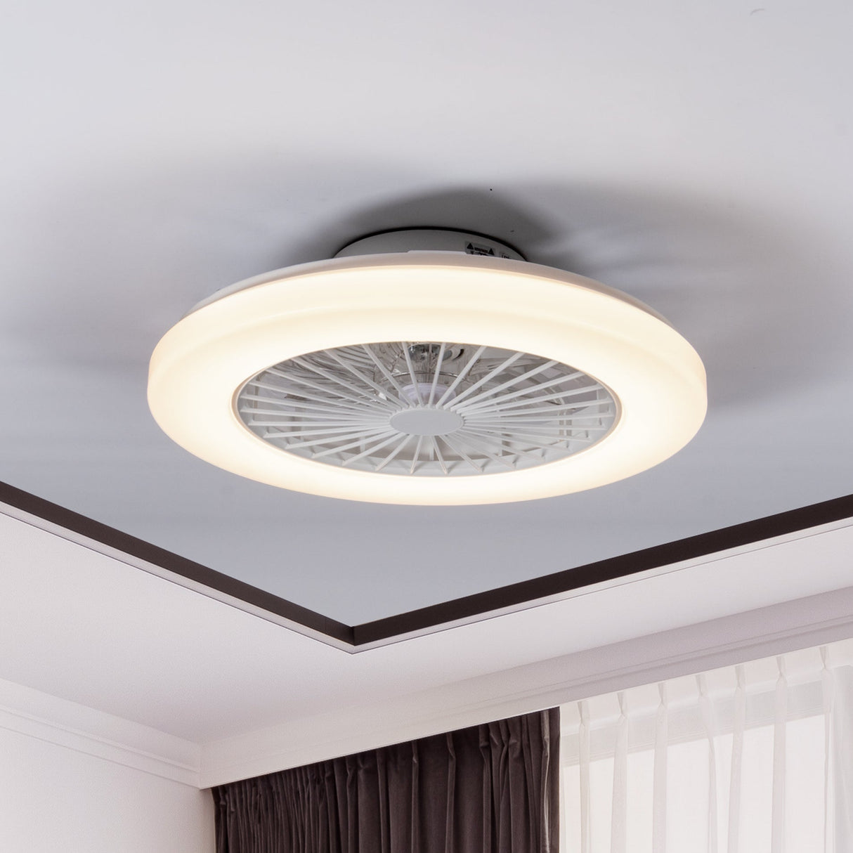 LED plafondventilator 3400 lumen - 55W - instelbaar 2000K-4000K - afstandsbediening - 48cm - wit