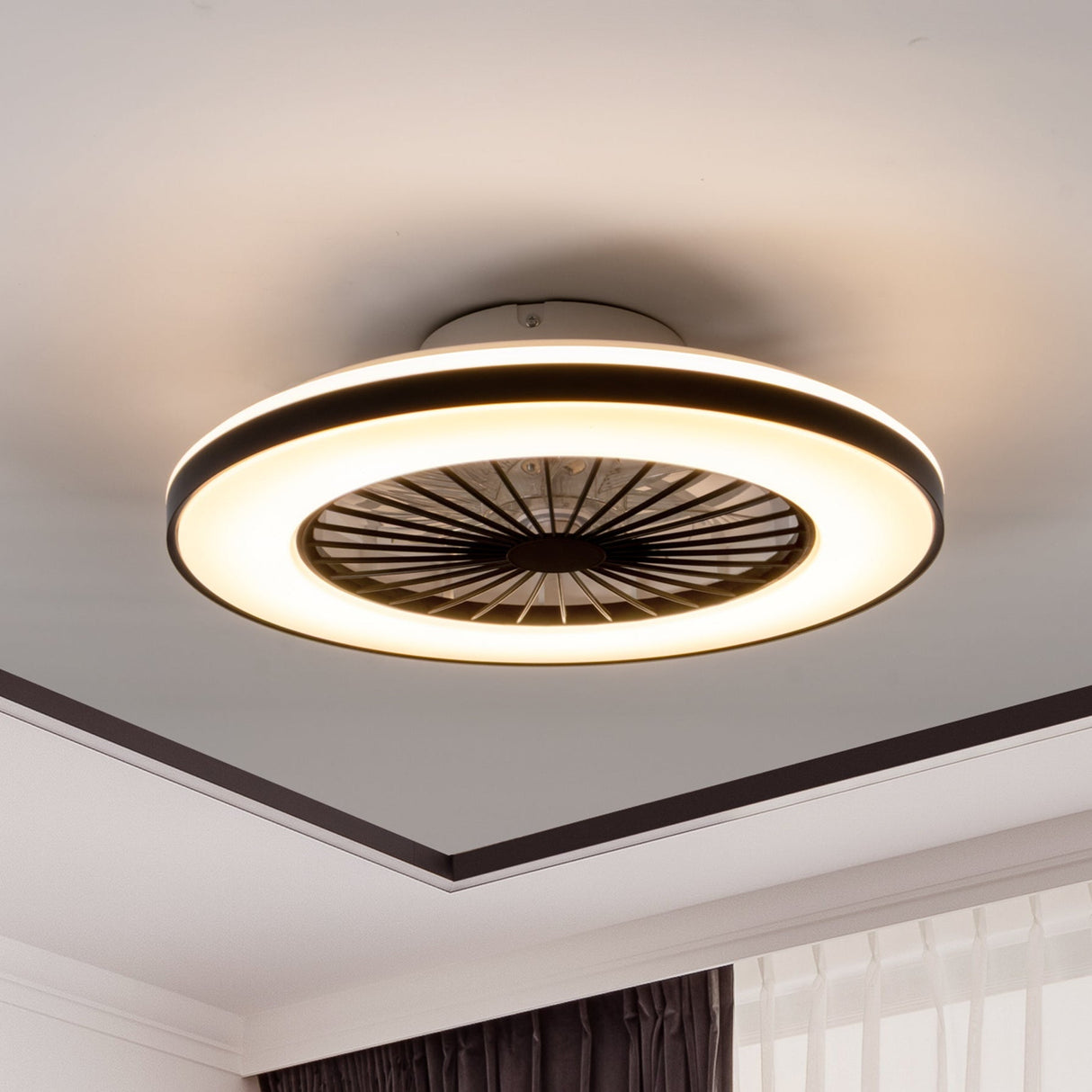 LED plafondventilator met verlichting 2500 lumen - 55W - instelbaar 2000K-4000K - afstandsbediening - 50cm - zwart/wit