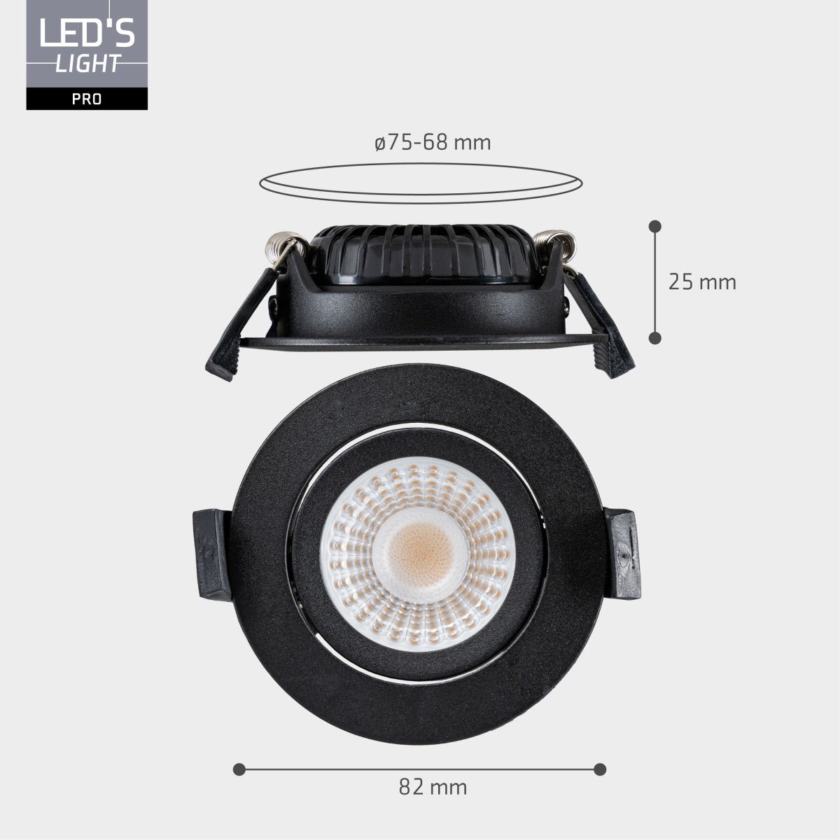 LED Inbouwspot Zwart Kantelbaar - 530 lumen - Dim to Warm - IP54 - 6W - 6 stuks