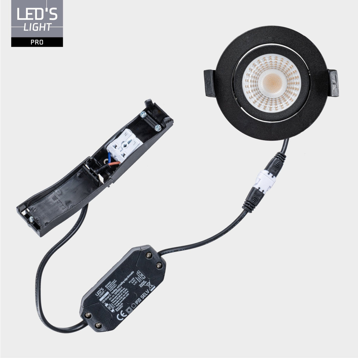 LED Inbouwspot Zwart - 530 Lumen - 6W - Dim-to-Warm 2700K-1800K - Kantelbaar - IP54 Spatwaterdicht - 68-75mm
