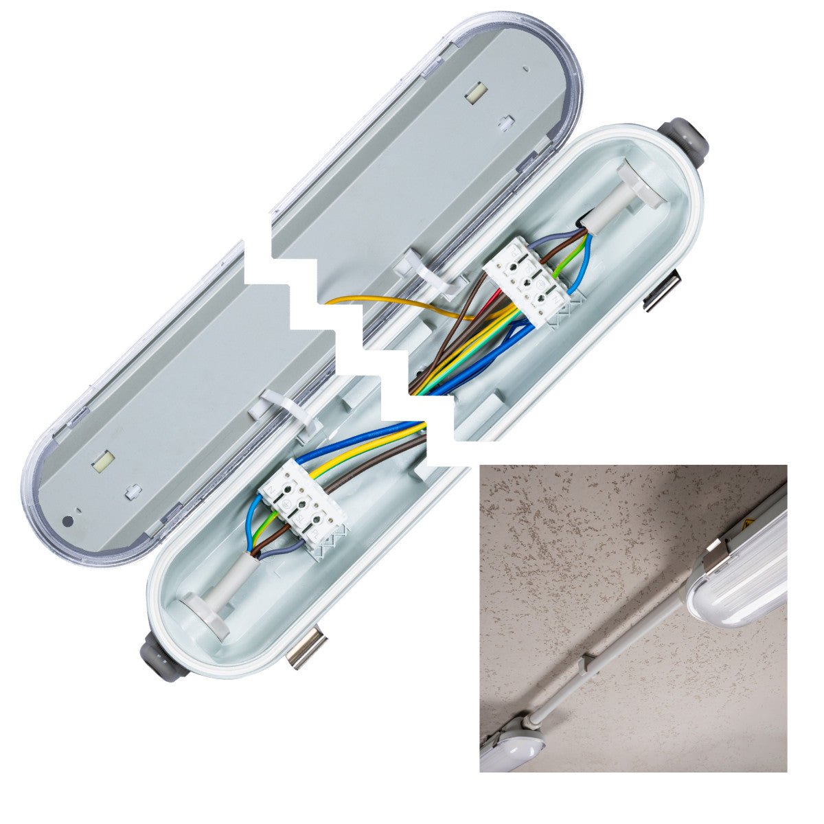 LED Vochtbestendig armatuur 7200 lumen - 47W - Koelwit 4000K - IP65 - Noodaccu - 4 standen - 150cm - 2 stuks