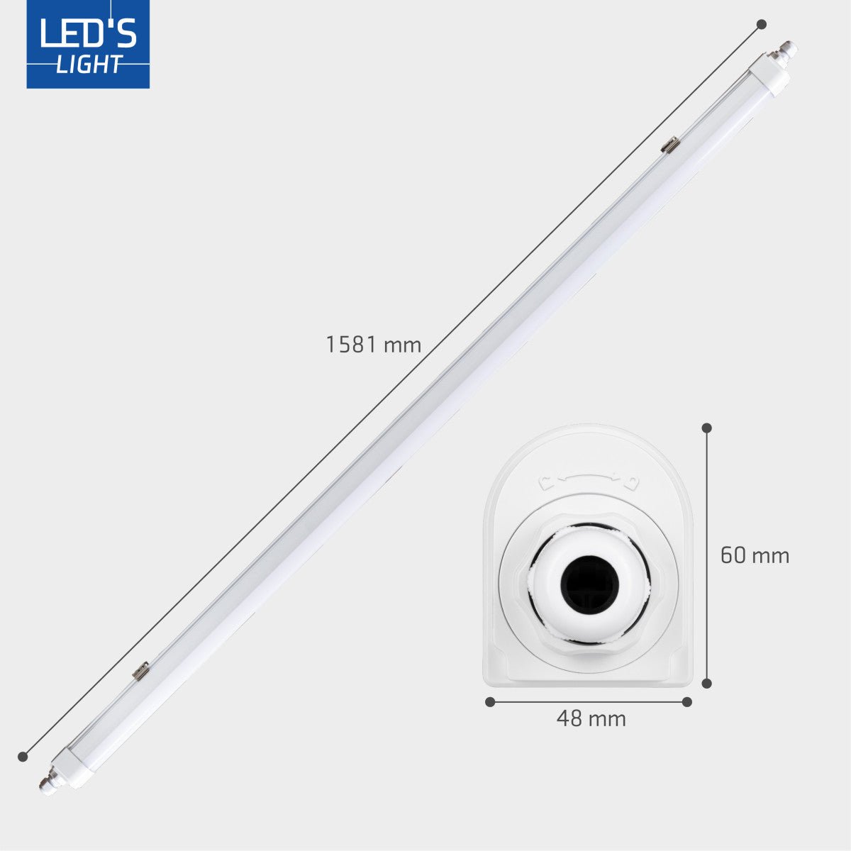 LED Vochtbestendig armatuur 5520 lumen - 46W - Koelwit 4000K - IP65 - 150cm - 230V - 4 stuks