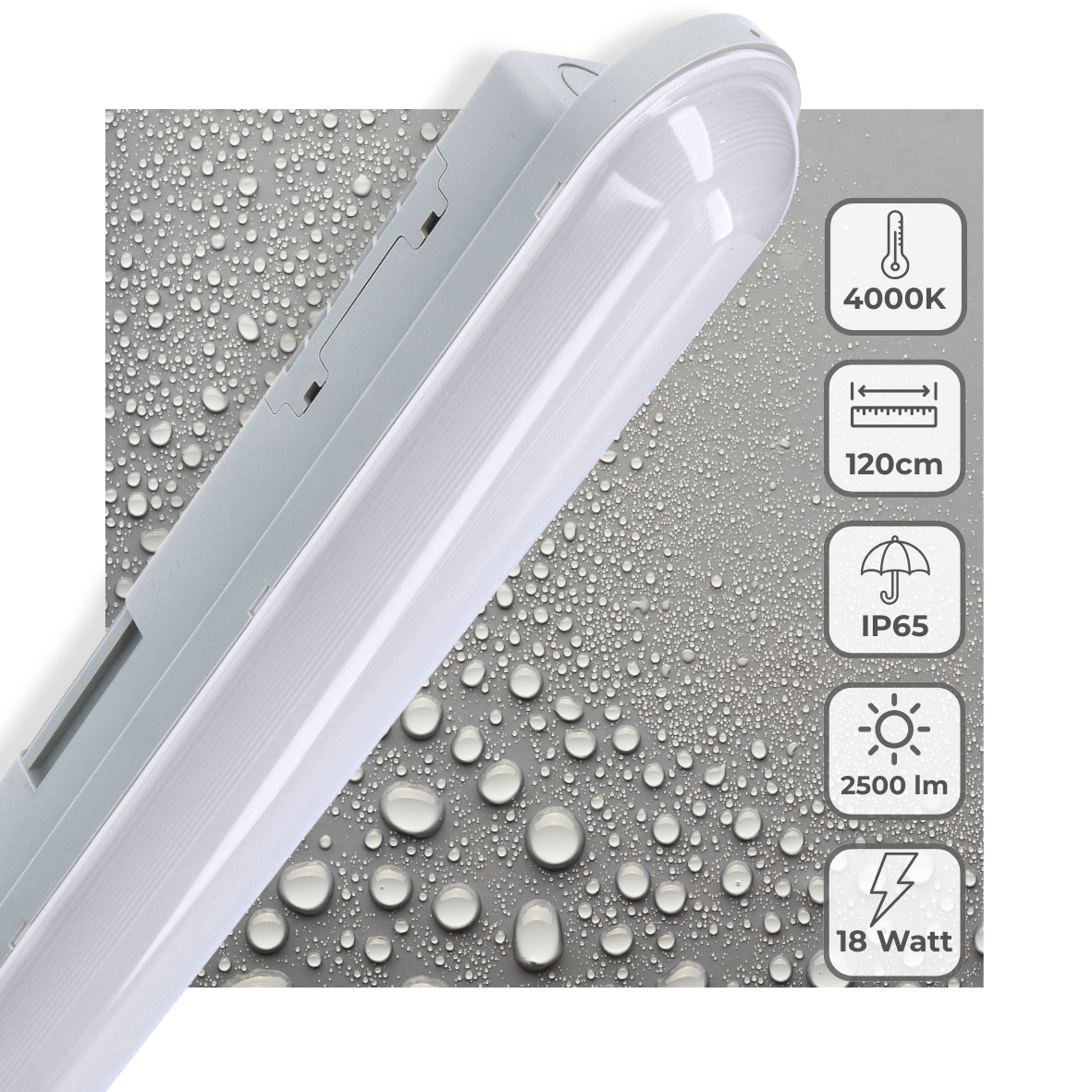 Rampe lumineuse LED TL 120cm - 2500 lumen - étanche IP65 - luminaire avec tube TL inclus - pour intérieur et extérieur