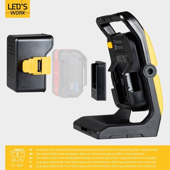 LED Accu Werklamp 18V - 5000 lumen - Koelwit 5000K - Compatibel met Makita, Bosch, DeWalt, Metabo
