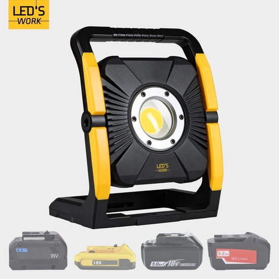 LED Accu Werklamp 18V - 5000 lumen - Koelwit 5000K - Compatibel met Makita, Bosch, DeWalt, Metabo
