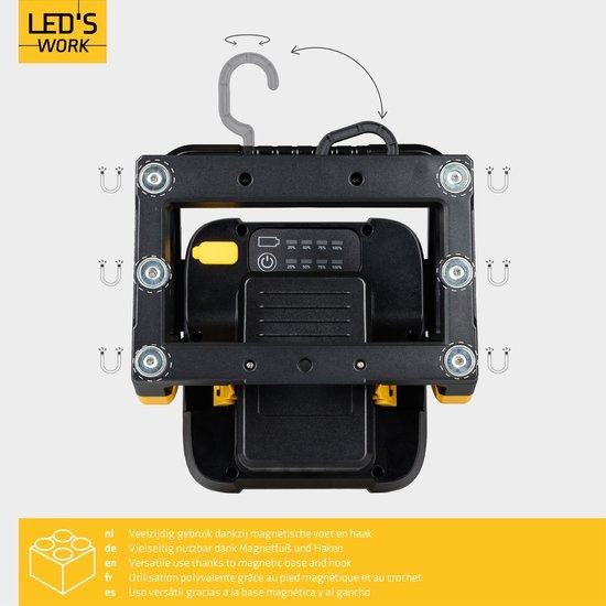 LED Accu Werklamp 18V - 5000 lumen - Koelwit 5000K - Compatibel met Makita, Bosch, DeWalt, Metabo