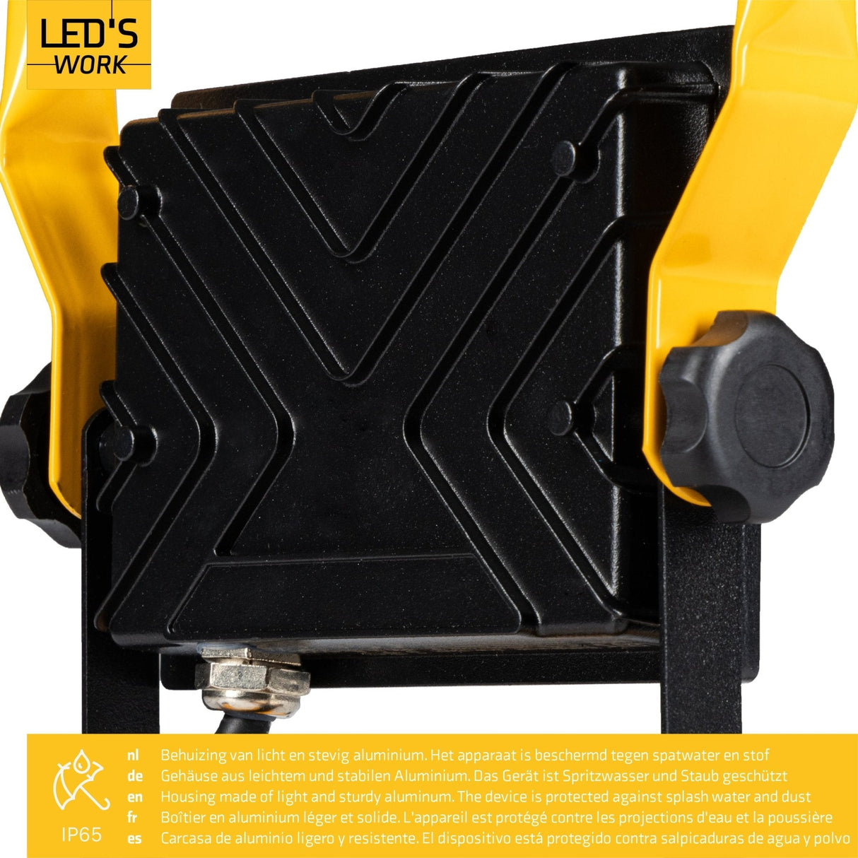 LED 30W Bouwlamp 3100 - Verstelbare beugel - Waterdicht (IP65) - Zwart geel - koelwit 4000K