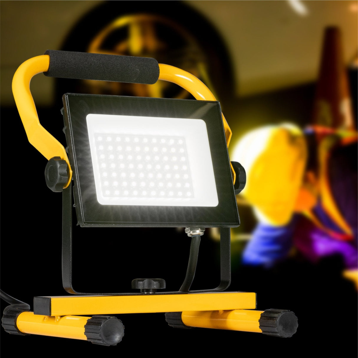 LED's Work 50W Projecteur de chantier filaire 4200lm - Support réglable - Étanche (IP65) - Noir et jaune - PROMOTION