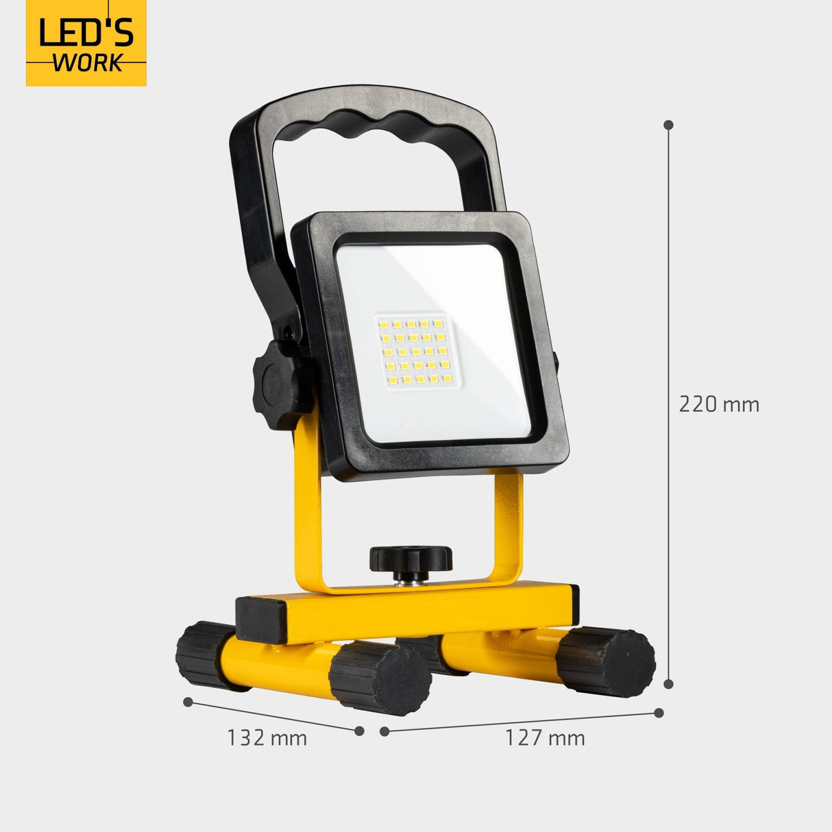 LED's Work draadloze LED Bouwlamp op accu 1200 - Oplaadbaar (USB-C) en kantelbaar - Zwart geel