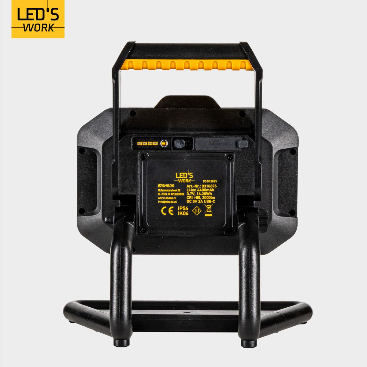 LED's Work 20W LED Bouwlamp oplaadbaar 2000 - Werkt draadloos op accu - Stof- en waterdicht - koelwit 4000K