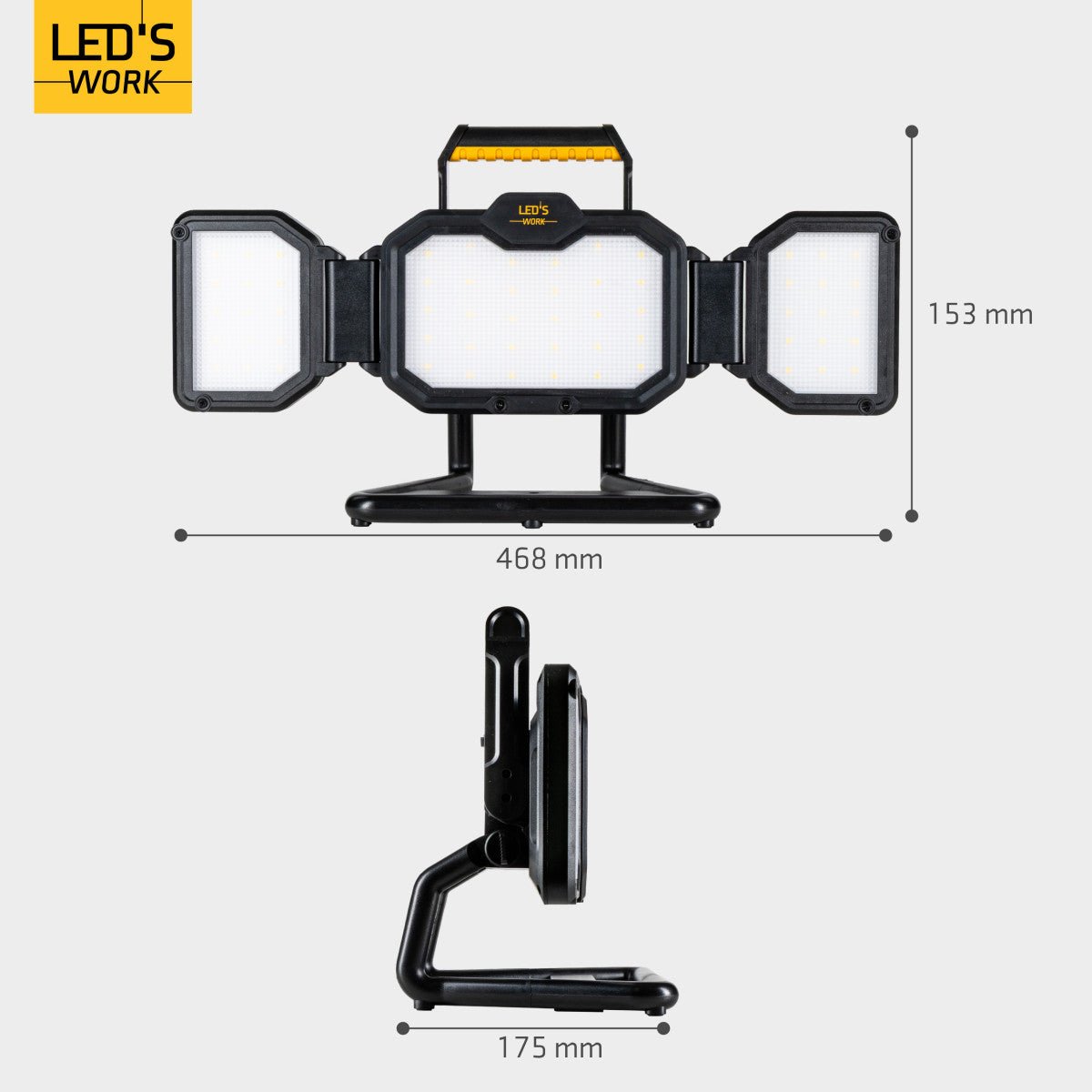 LED Bouwlamp Oplaadbaar (USB-C) -30 Watt - 3000 Lumen - Dimbaar - Koelwit 4000K - IP54 IK06 - Op Accu