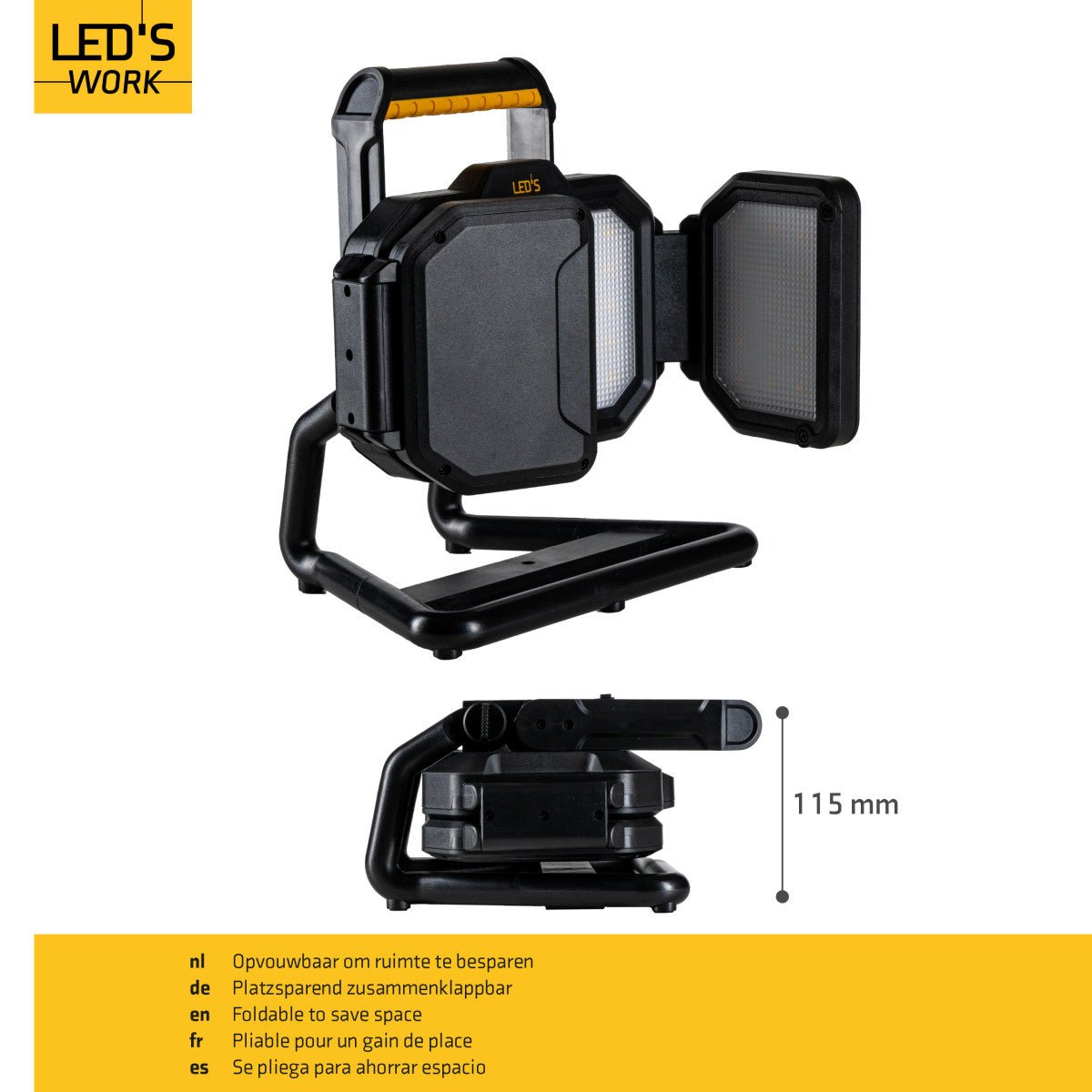 LED Bouwlamp Oplaadbaar (USB-C) -30 Watt - 3000 Lumen - Dimbaar - Koelwit 4000K - IP54 IK06 - Op Accu