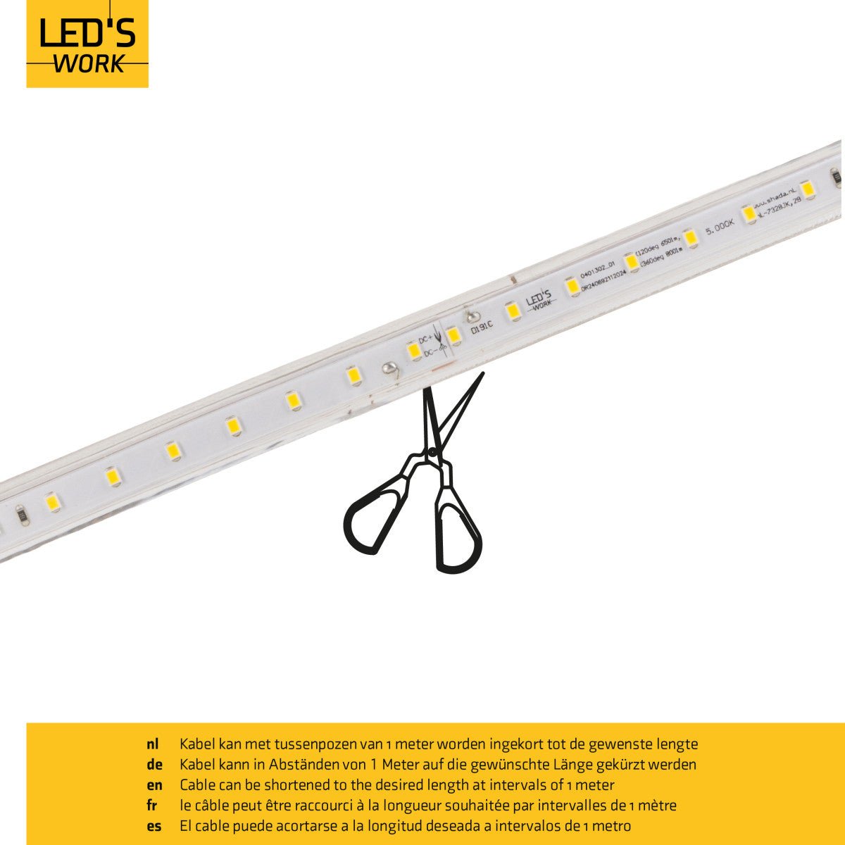 LED Lichtslang 20000 lumen - 185W - Koelwit 5000K - IP65 - Inkortbaar - 25 meter