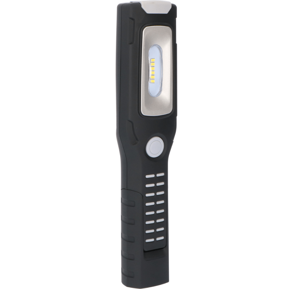Lampe baladeuse LED sur batterie, 300 lumens - blanc lumière du jour 6500 K - rechargeable - aimant - 2 crochets - IP20