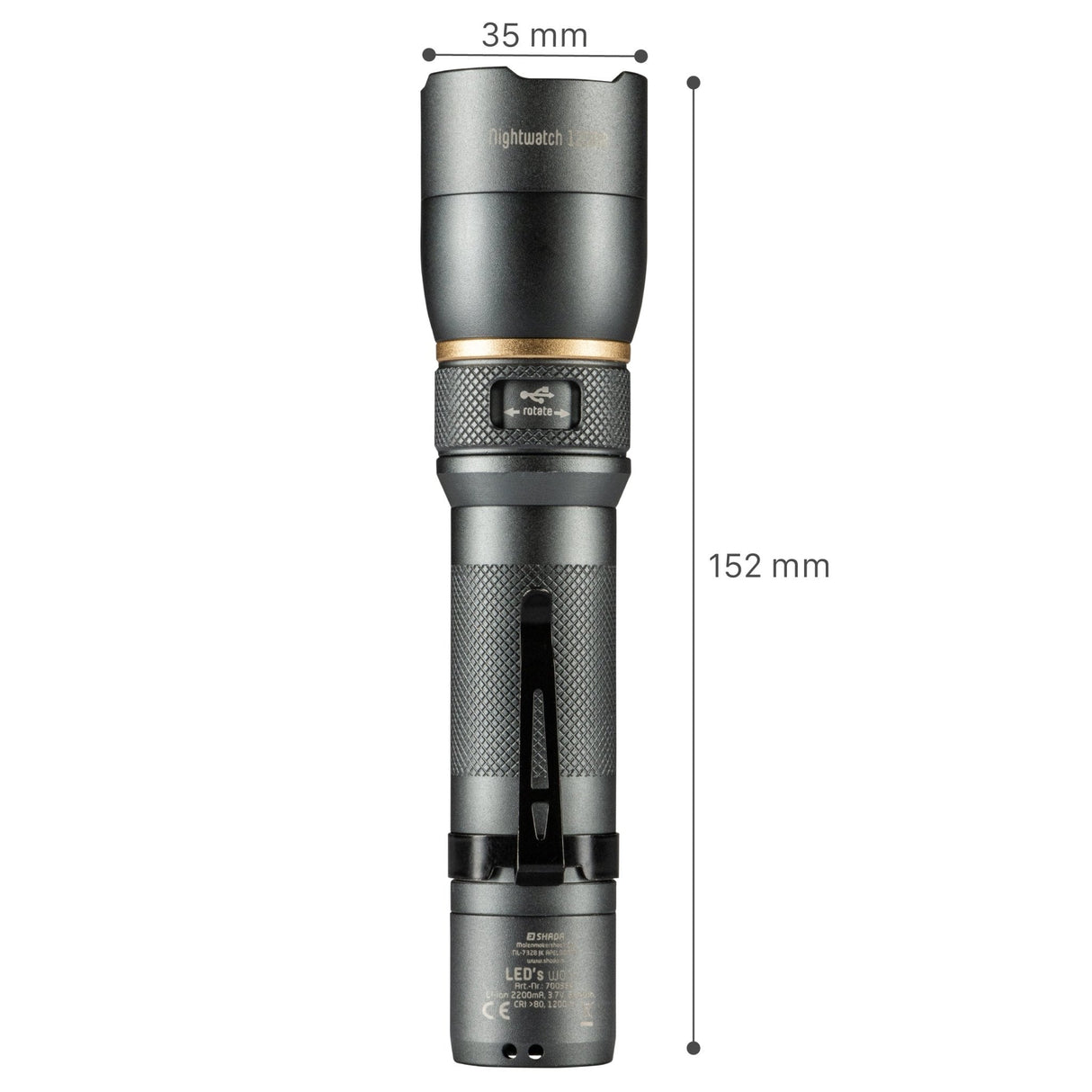 LED zaklamp oplaadbaar USB-C koelwit 5000K - 1200 lumen - IPX7 waterdicht dimbaar - zoomfunctie