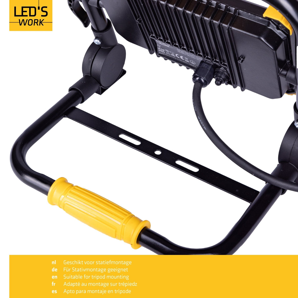 LED Bouwlamp Opvouwbaar - 6500 Lumen - 50W - Koelwit 4000K - IP65 IK08 - Vervangt 500W Halogeen - 5m Kabel