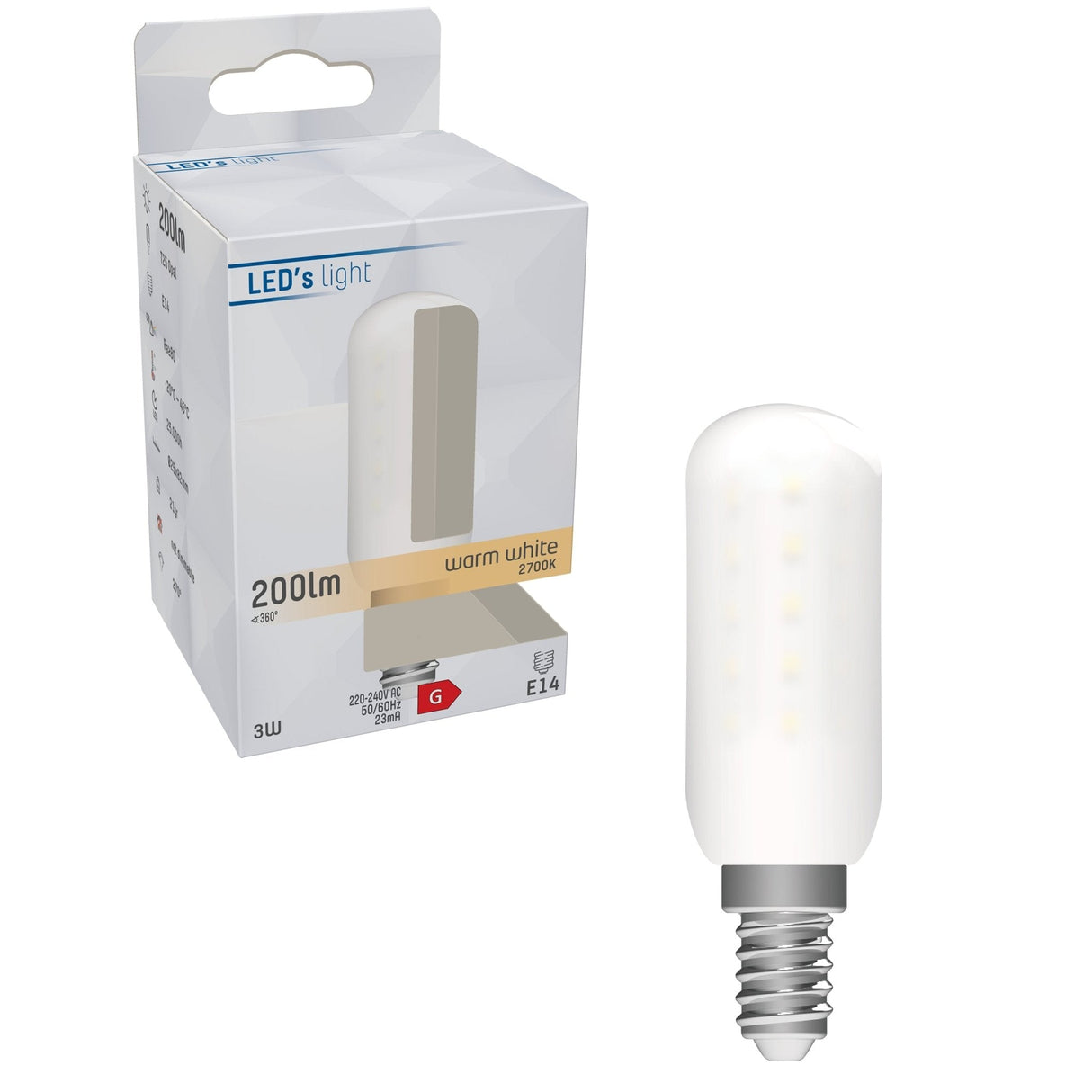 LED Lamp E14 300 lumen - 3W - 2700K - T25 Buis - Koelkast & Afzuigkap