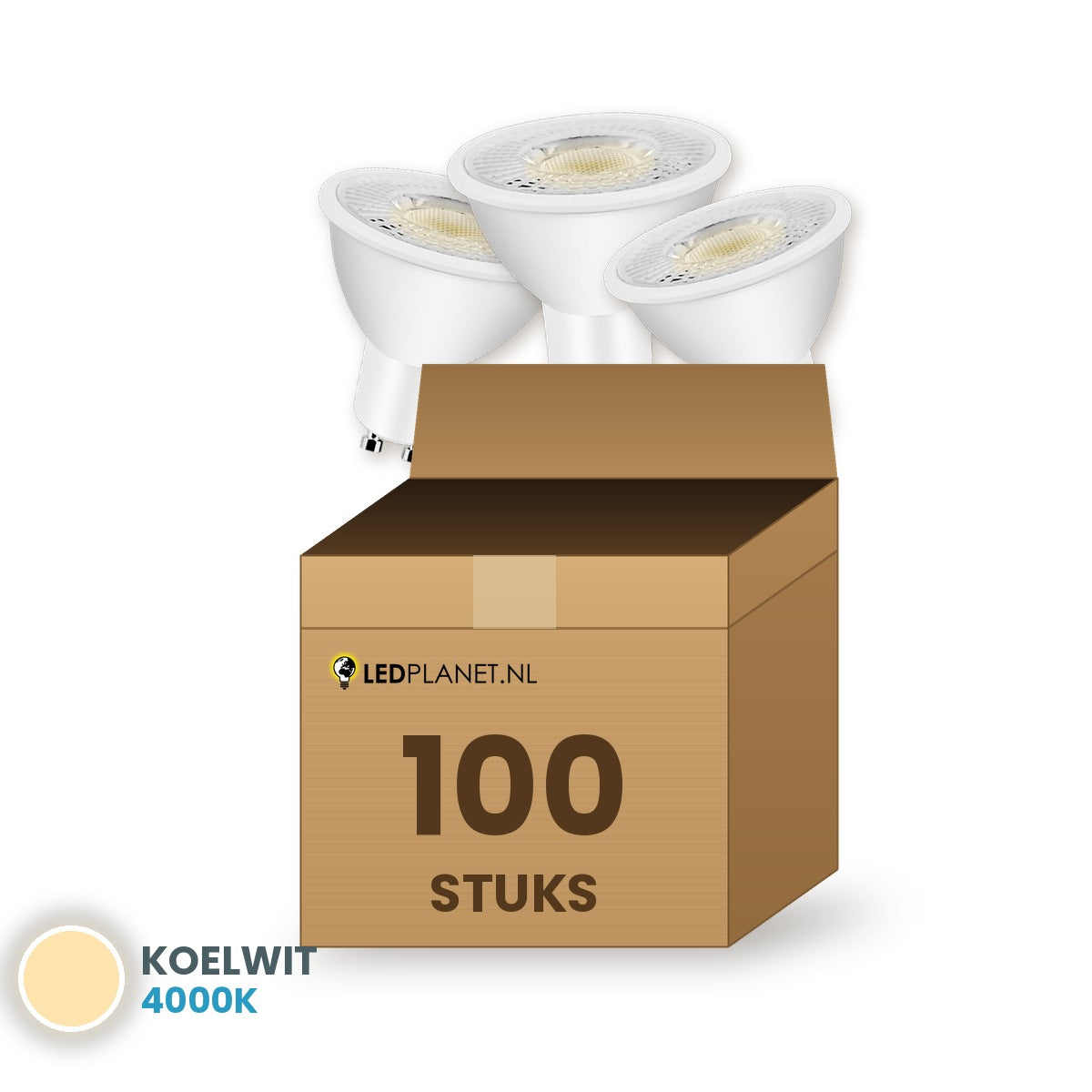 LED spot GU10 3W koelwit 4000K, doos met 100 stuks