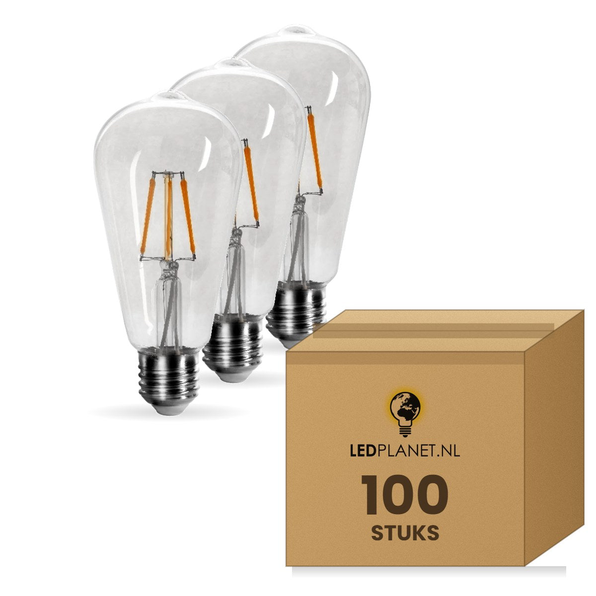 Kooldraadlamp E27 ST64, Clear 2700K, doos 100 stuks, 230V
