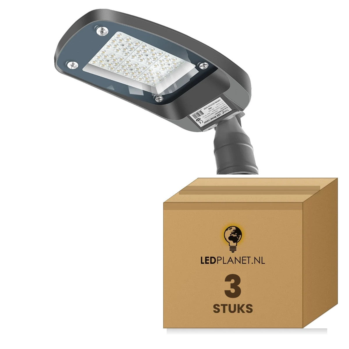 LED straatlamp 60W zonder sensor, koelwit 4000K, doos 3 stuks