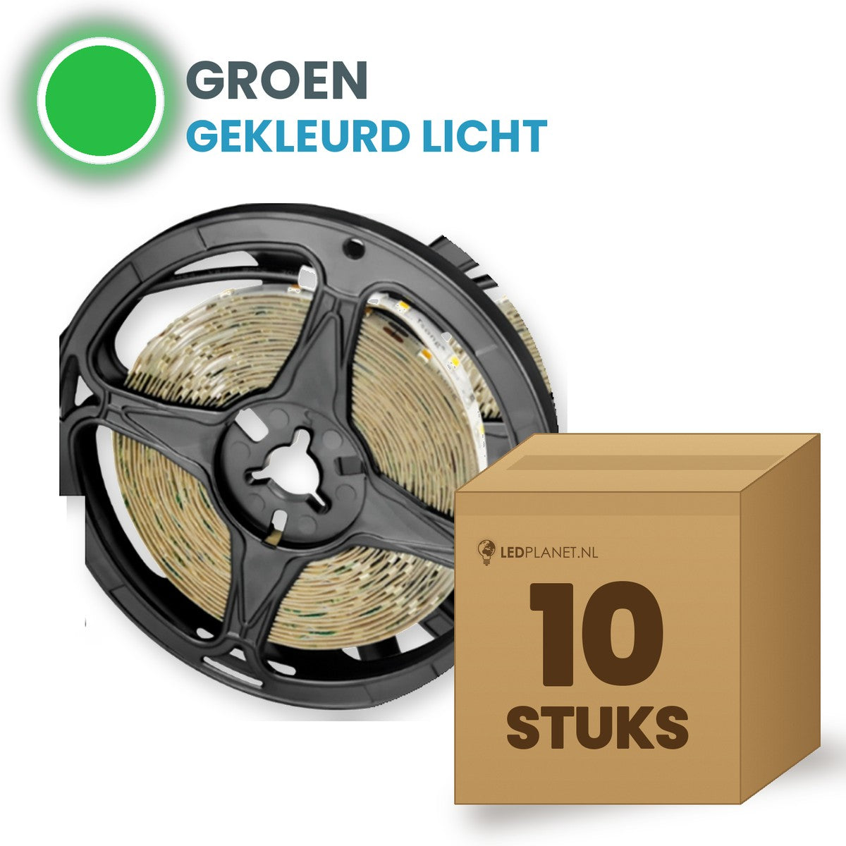 Doos met 10 rollen LED strip, groen