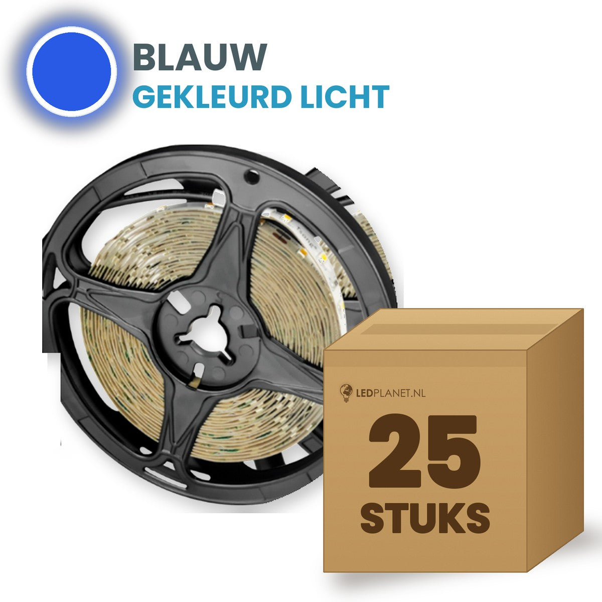 Doos met 25 rollen LED strip, blauw