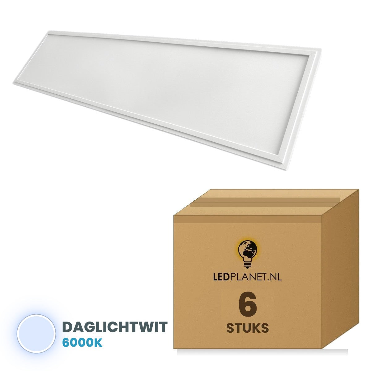 Doos met 6 stuks, lichtkleur daglichtwit 6000K