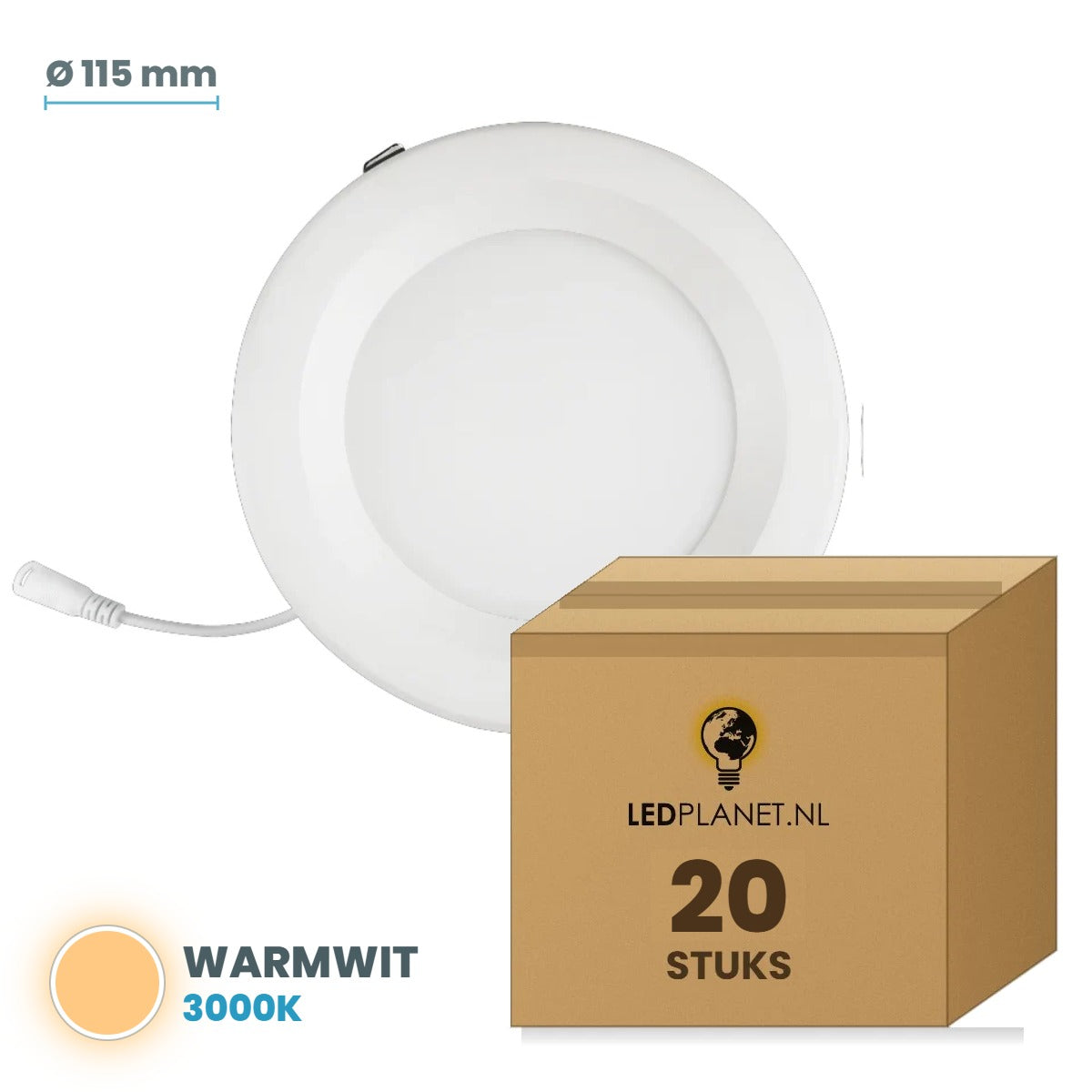 Set van 20 stuks LED Downlight 9W - Warmwit 3000K - in LEDPLANET doos
